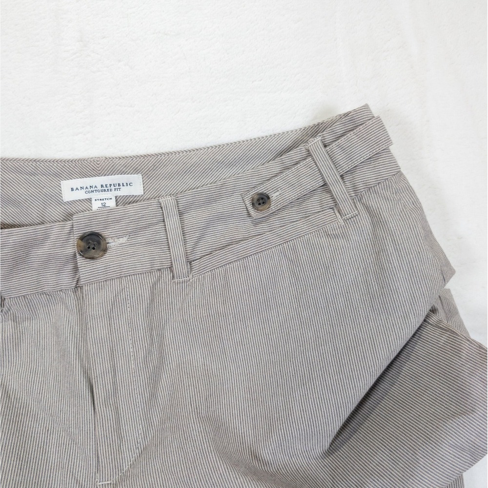 Banana Republic Capri Pants Women 12 Brown Pinstripe Y2K Vintage Preppy Academia - Picture 8 of 12